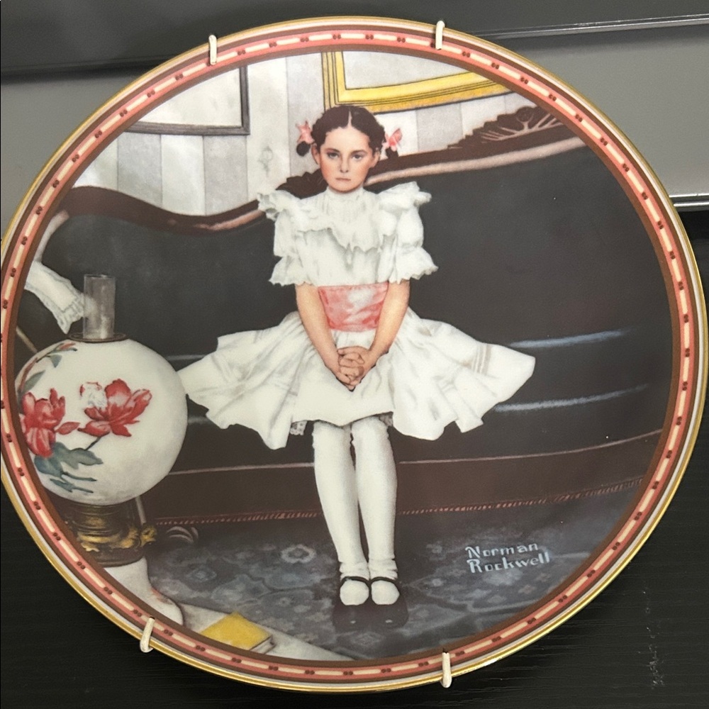 Norman Rockwell Collector's Plate with Red and White Design
